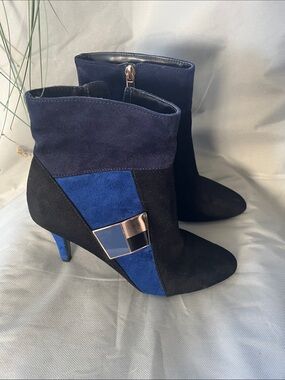 IMPO color block  Ankle Boots in Black and Blue - Stylish Women’s Heel